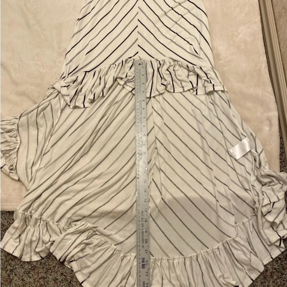 Express Striped High Low Striped Dress with Ruffles